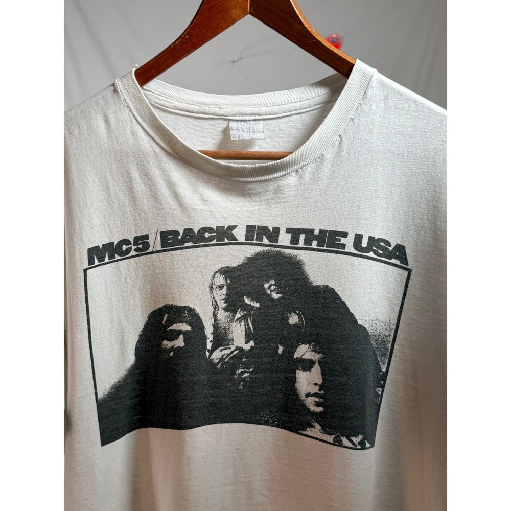 Vintage MC5 Back In The USA Graphic T-Shirt White Rock Band Tee Mens Large - Picture 2 of 3